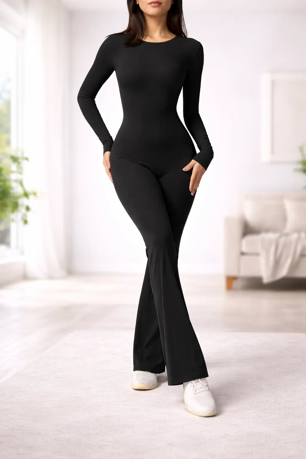 ContourFit Long Sleeve Flare Jumpsuit – Sculpting Everyday Essential CozyFits