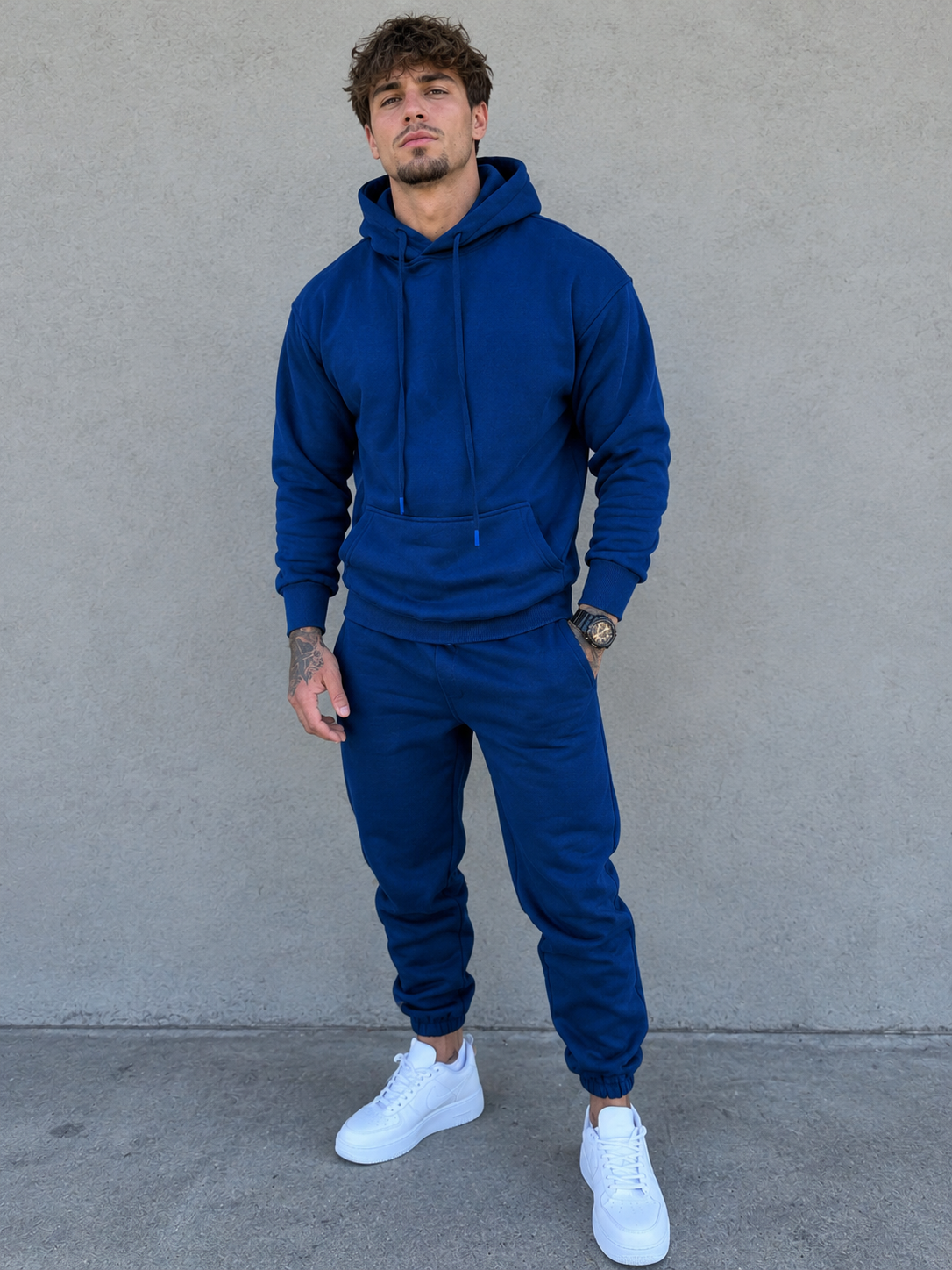 Kangaroo Pocket Hoodie and Pants Set for Men | CozyFits