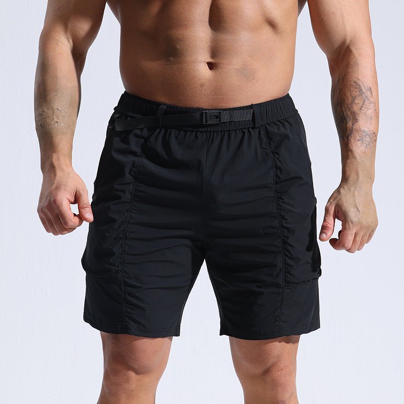 Athletic Shorts For Men With Pockets And Elastic Waistband Cargo Shorts in Black