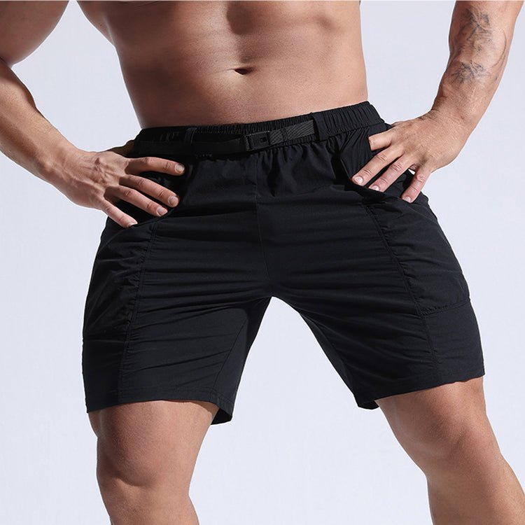 Athletic Shorts For Men With Pockets And Elastic Waistband Cargo Shorts in Black