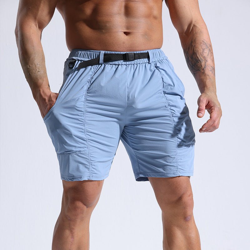 Athletic Shorts For Men With Pockets And Elastic Waistband Cargo Shorts in Fog blue