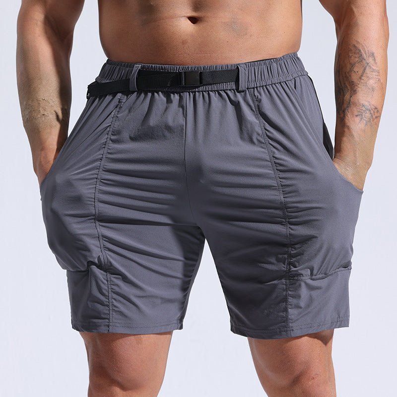 Athletic Shorts For Men With Pockets And Elastic Waistband Cargo Shorts in Gray