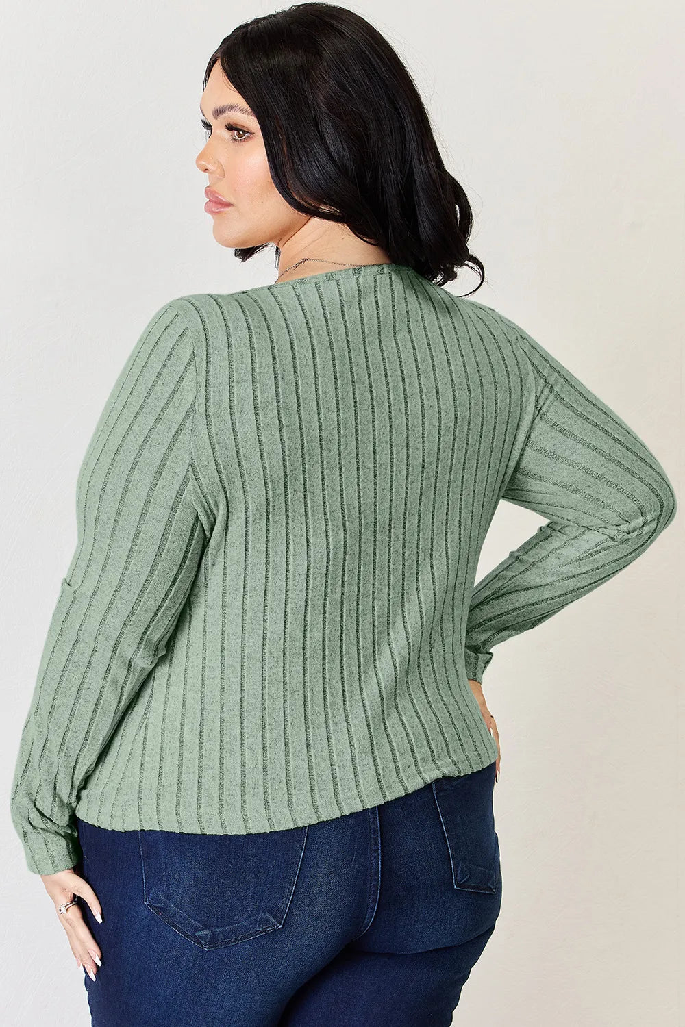 Basic Bae Full Size Ribbed Long Sleeve T-Shirt in Rust