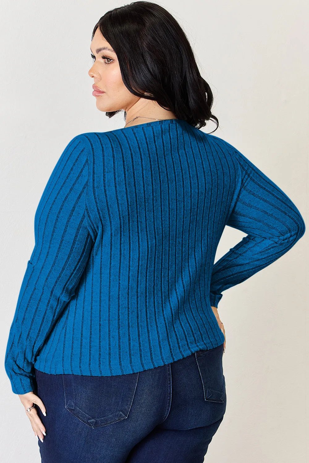 Basic Bae Full Size Ribbed Long Sleeve T-Shirt in Sky Blue