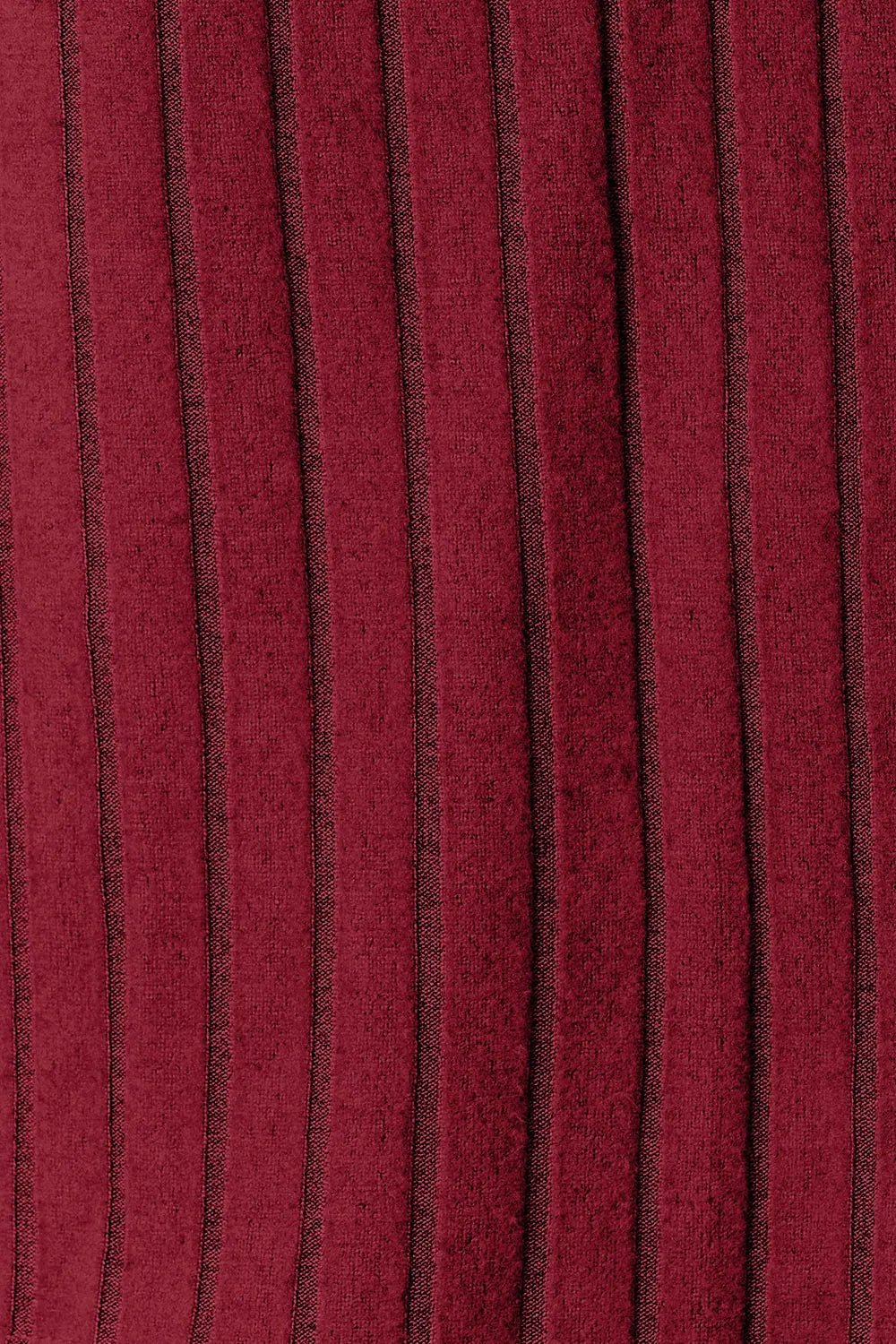 Basic Bae Full Size Ribbed Round Neck Long Sleeve Slit Top in Burgundy