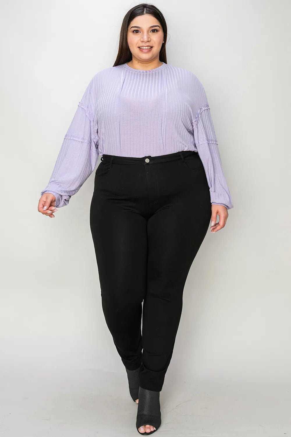 Basic Bae Full Size Ribbed Round Neck Long Sleeve T-Shirt in Lavender