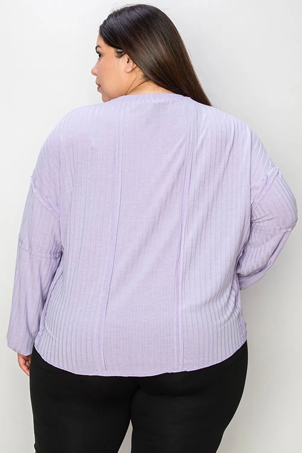 Basic Bae Full Size Ribbed Round Neck Long Sleeve T-Shirt in Lavender