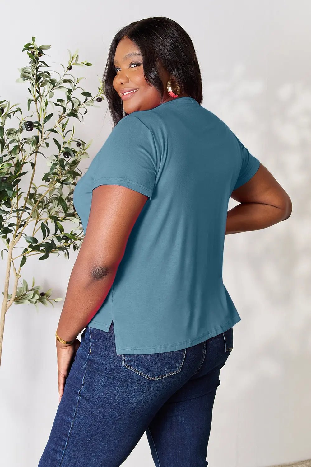 Basic Bae Full Size Round Neck Short Sleeve T-Shirt in Dusty Blue