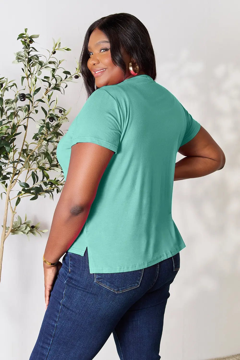Basic Bae Full Size Round Neck Short Sleeve T-Shirt in Teal