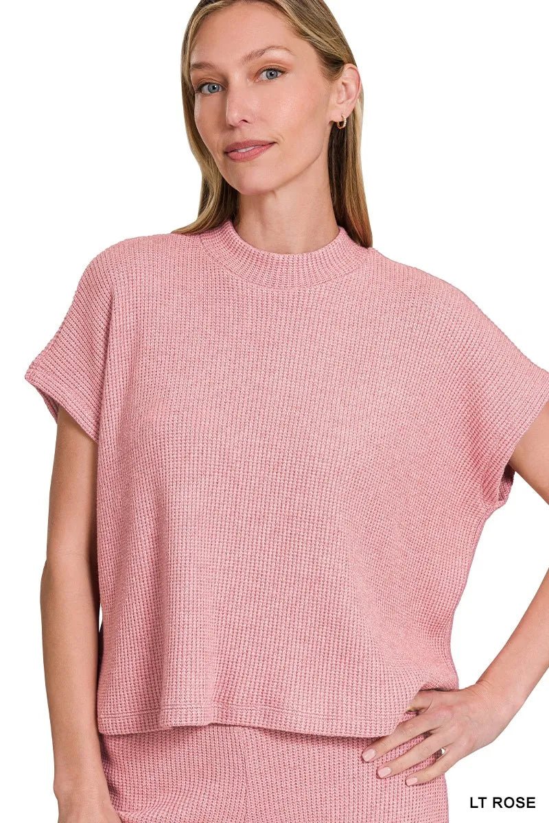 Boxy Sweater Top and Pants Set in Light Rose | CozyFits in Light Rose