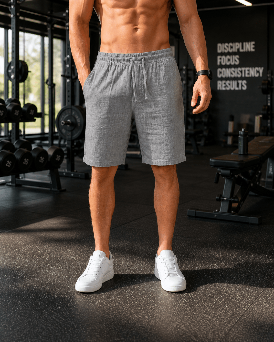 Breathable Everyday Linen Shorts in Black