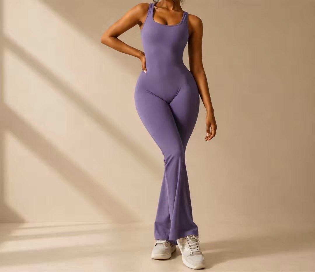 Buttery Soft Flare Jumpsuit – Flattering One - Piece Outfit in Black