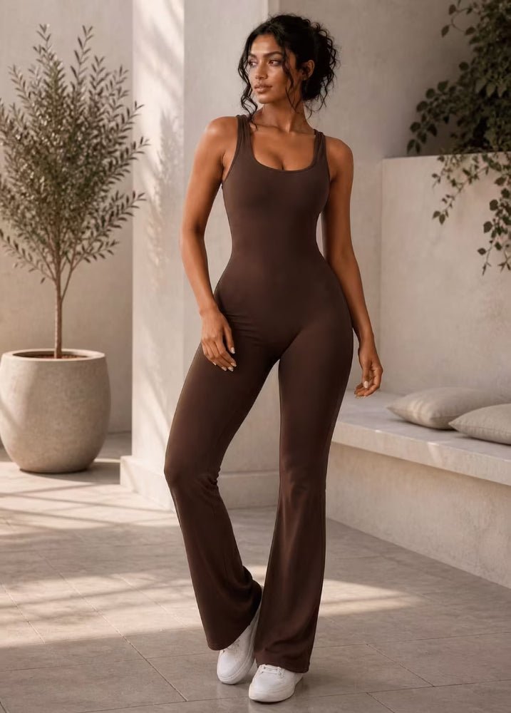 Buttery Soft Flare Jumpsuit – Flattering One - Piece Outfit in Black