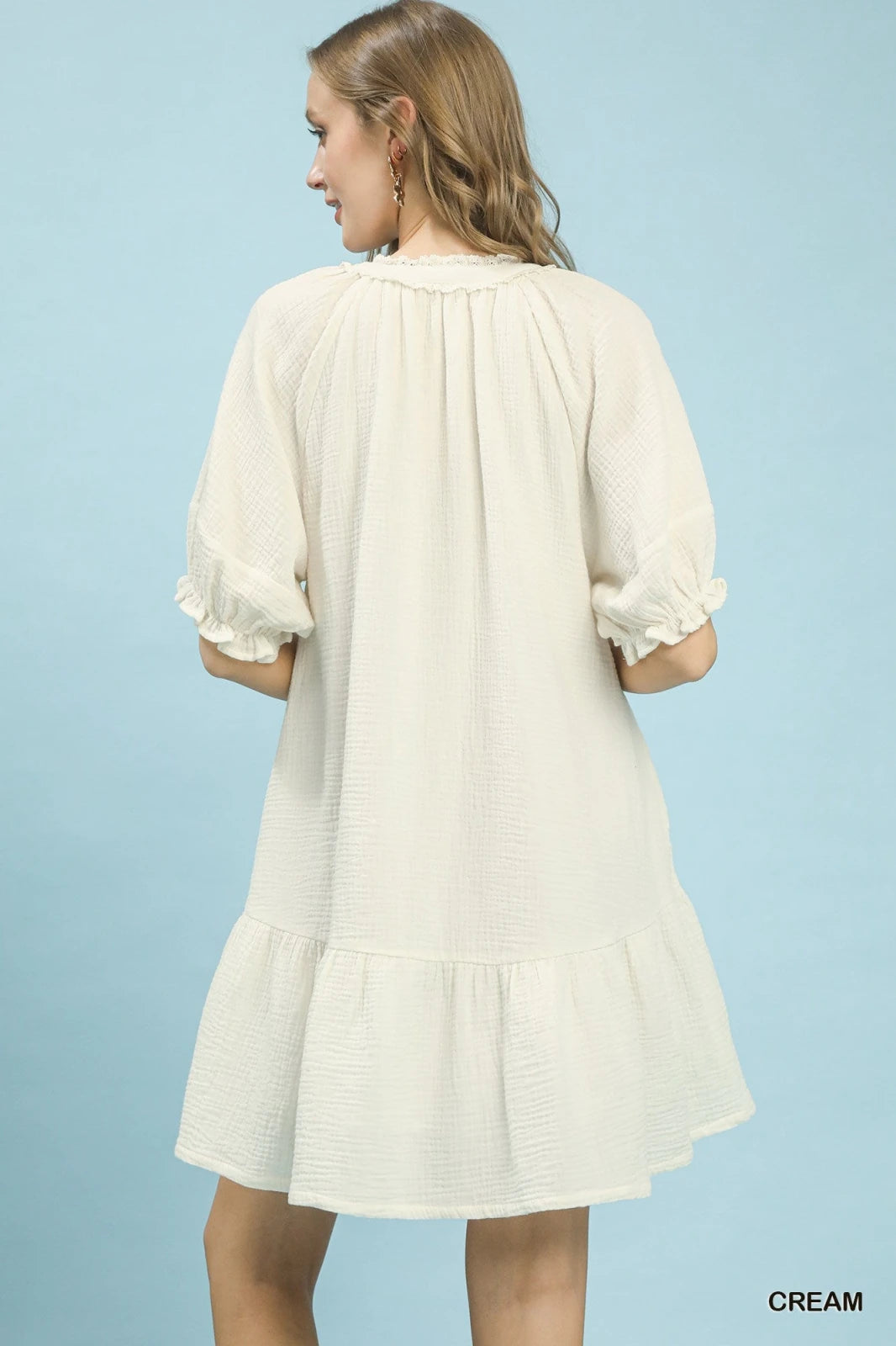 Cotton Gauze Mini Dress – Lightweight Flowy Summer Dress for Women in CREAM