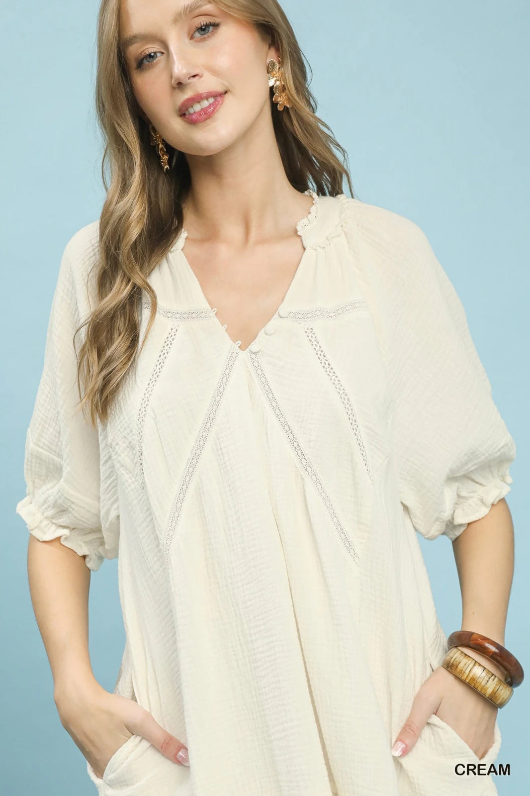 Cotton Gauze Mini Dress – Lightweight Flowy Summer Dress for Women in CREAM