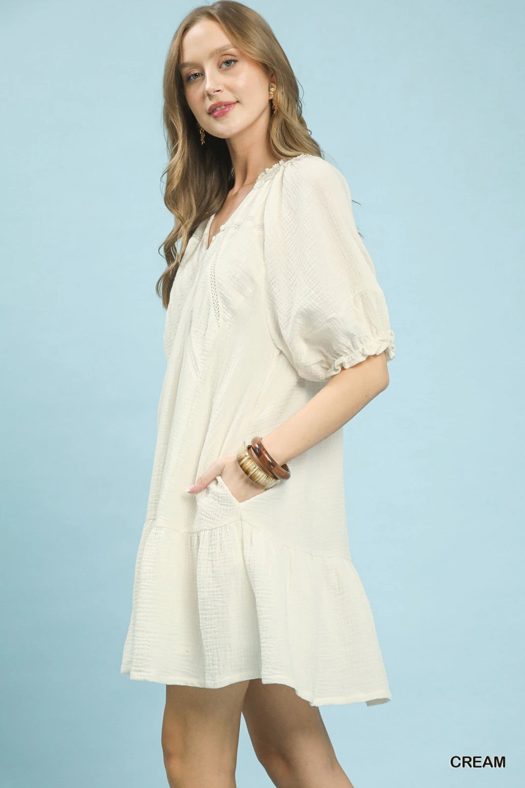 Cotton Gauze Mini Dress – Lightweight Flowy Summer Dress for Women in CREAM