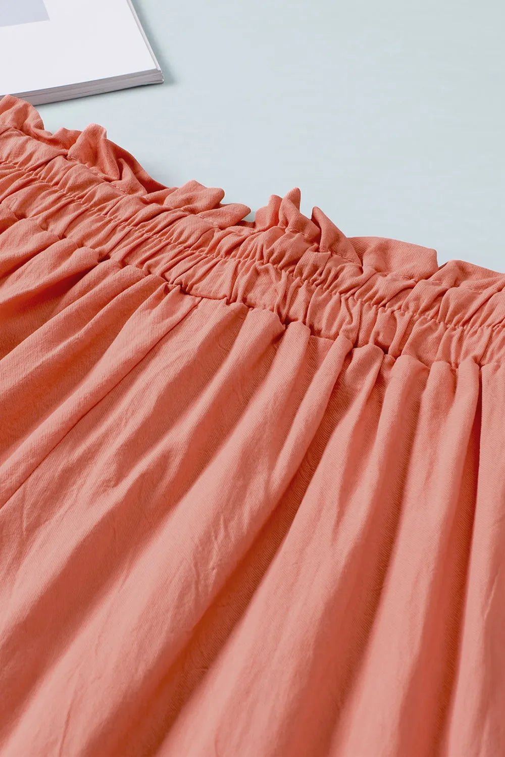 Drawstring Paperbag Waist Wide Leg Pants in Coral