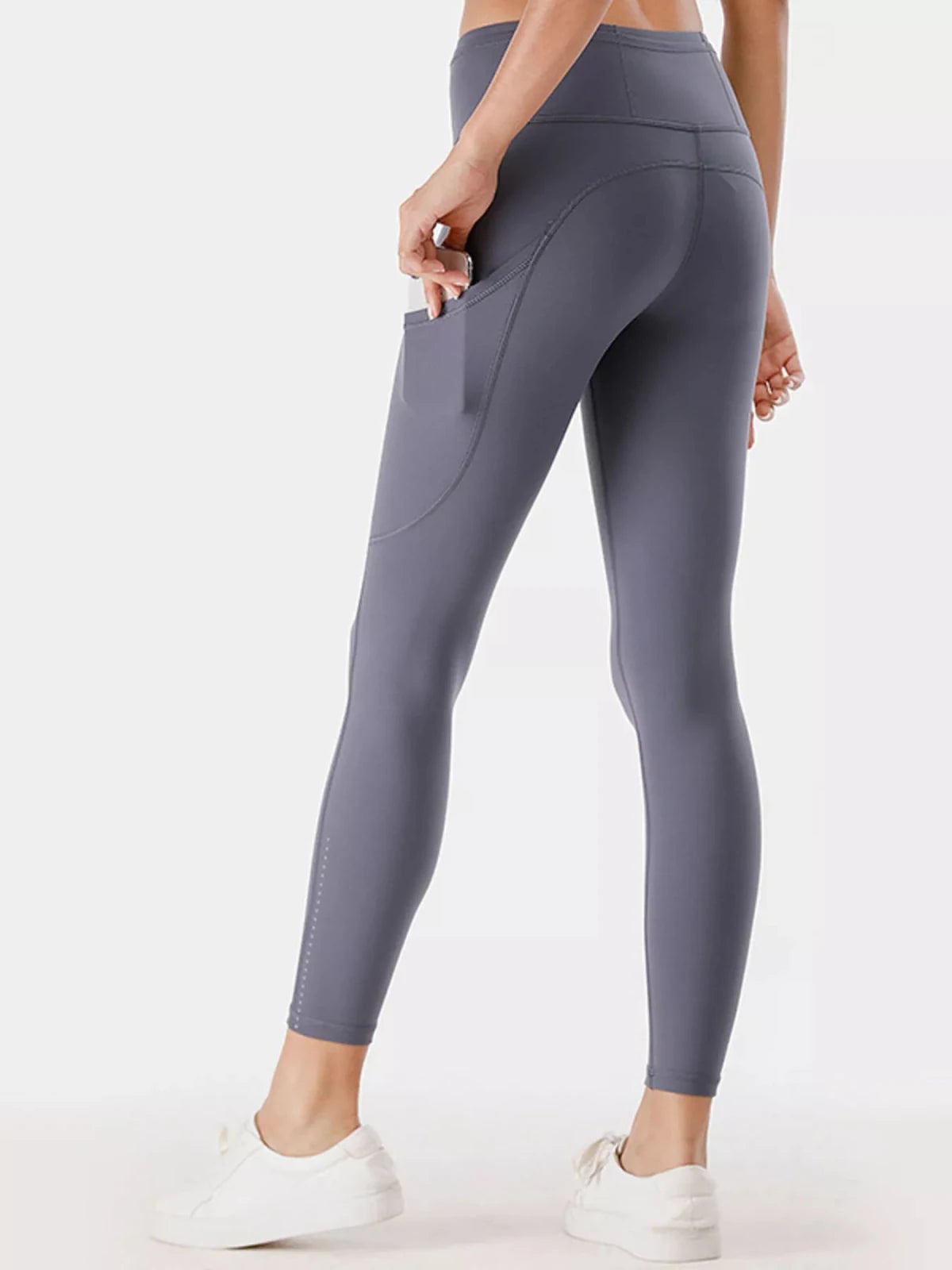 Full Size High - Waisted Leggings with Pockets | Buttery Soft in Dusty Blue