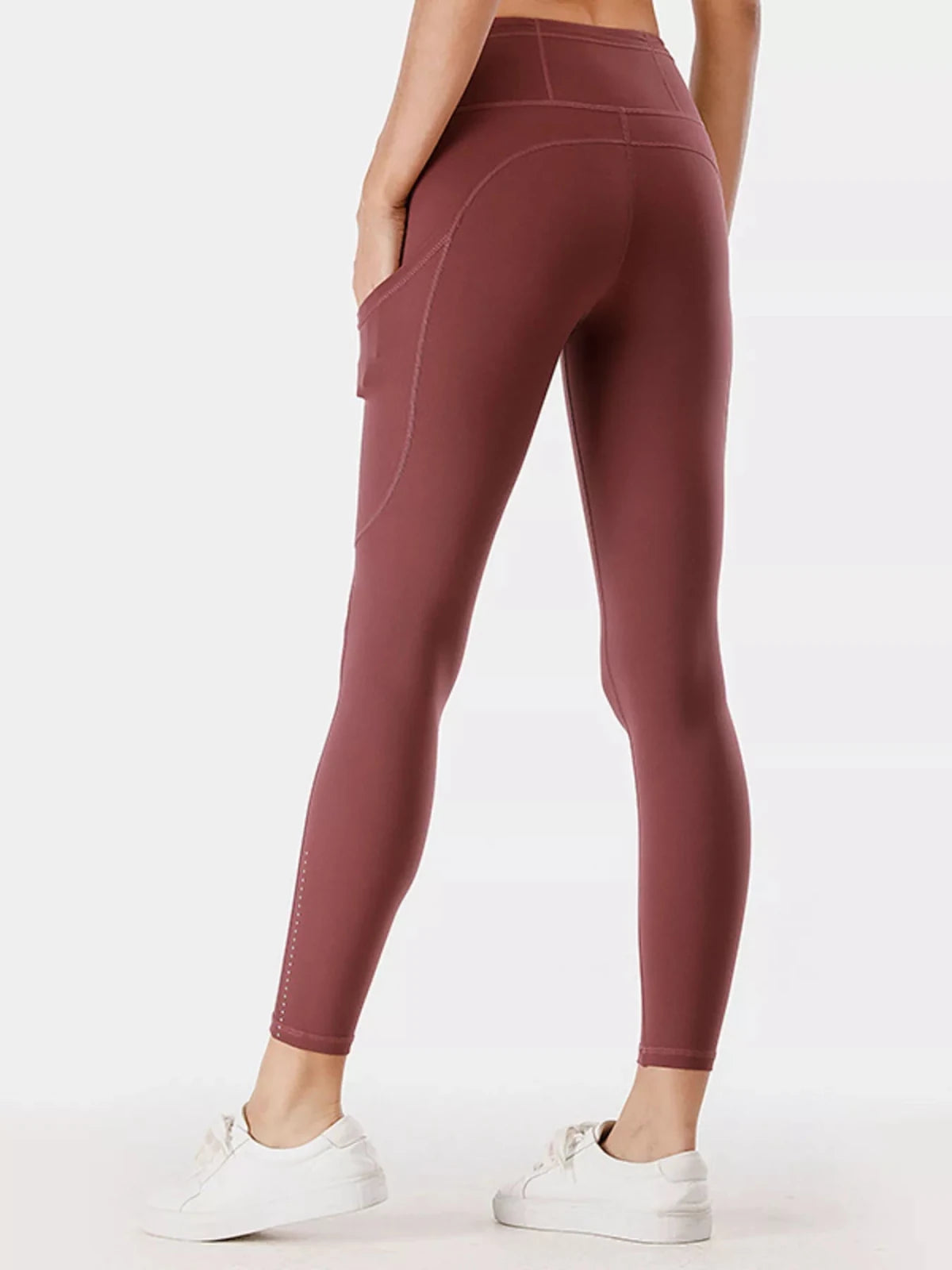 Full Size High - Waisted Leggings with Pockets | Buttery Soft in Rust