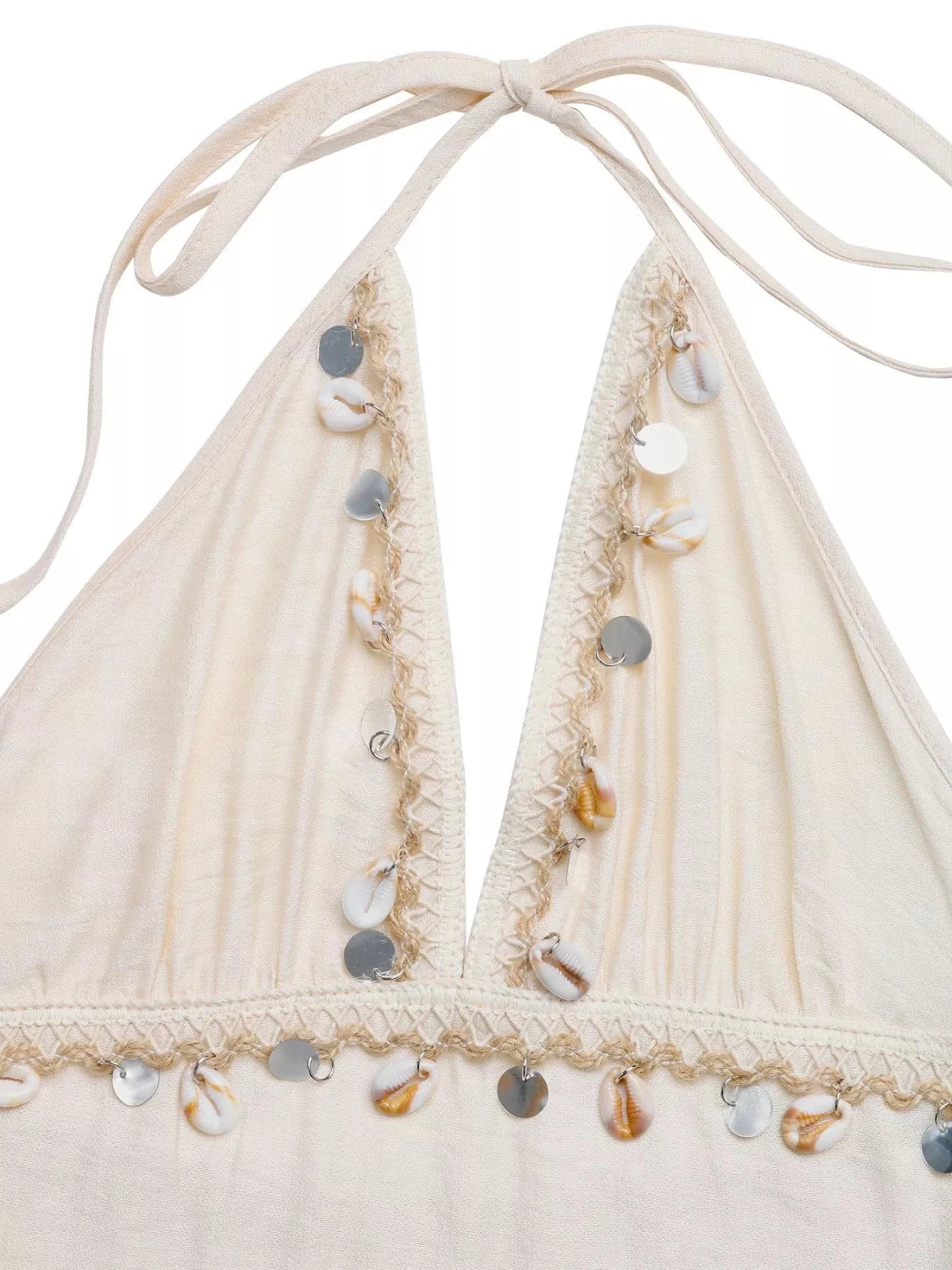 Halter Neck Tiered Maxi Dress | Boho Beach Wedding Dress in Apricot