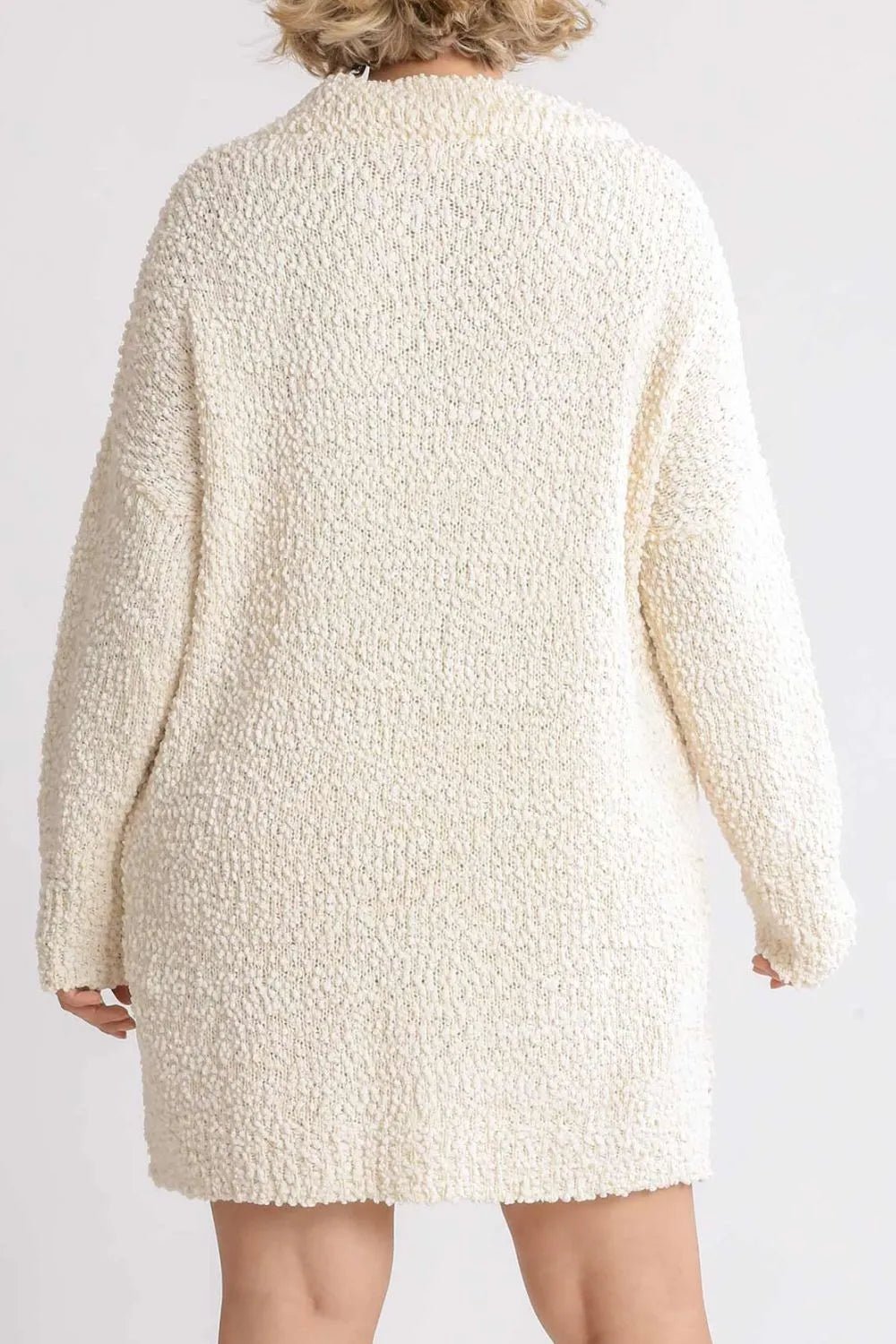 High-Low Boucle Sweater Dress | CozyFits in Cream