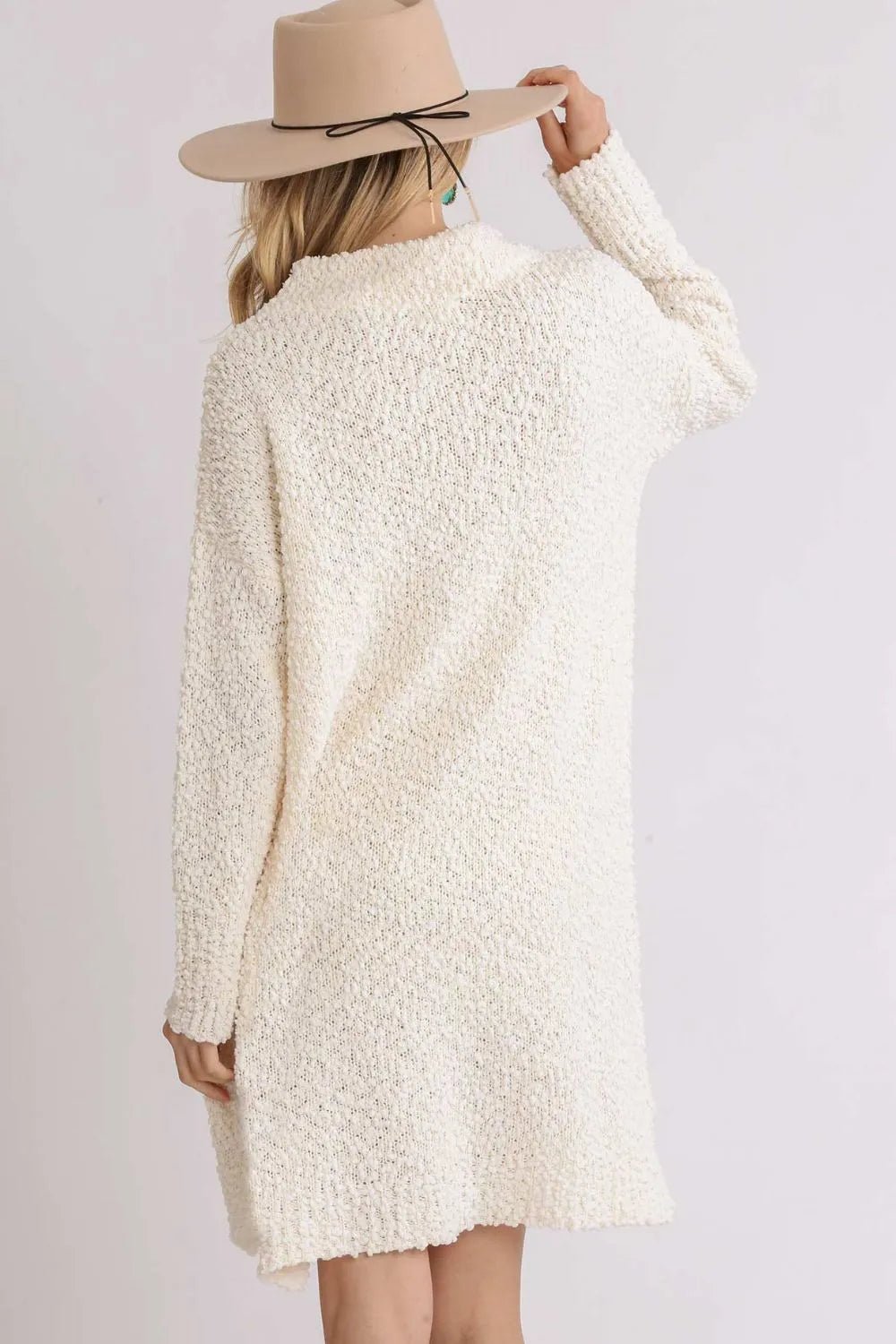 High-Low Boucle Sweater Dress | CozyFits in Cream