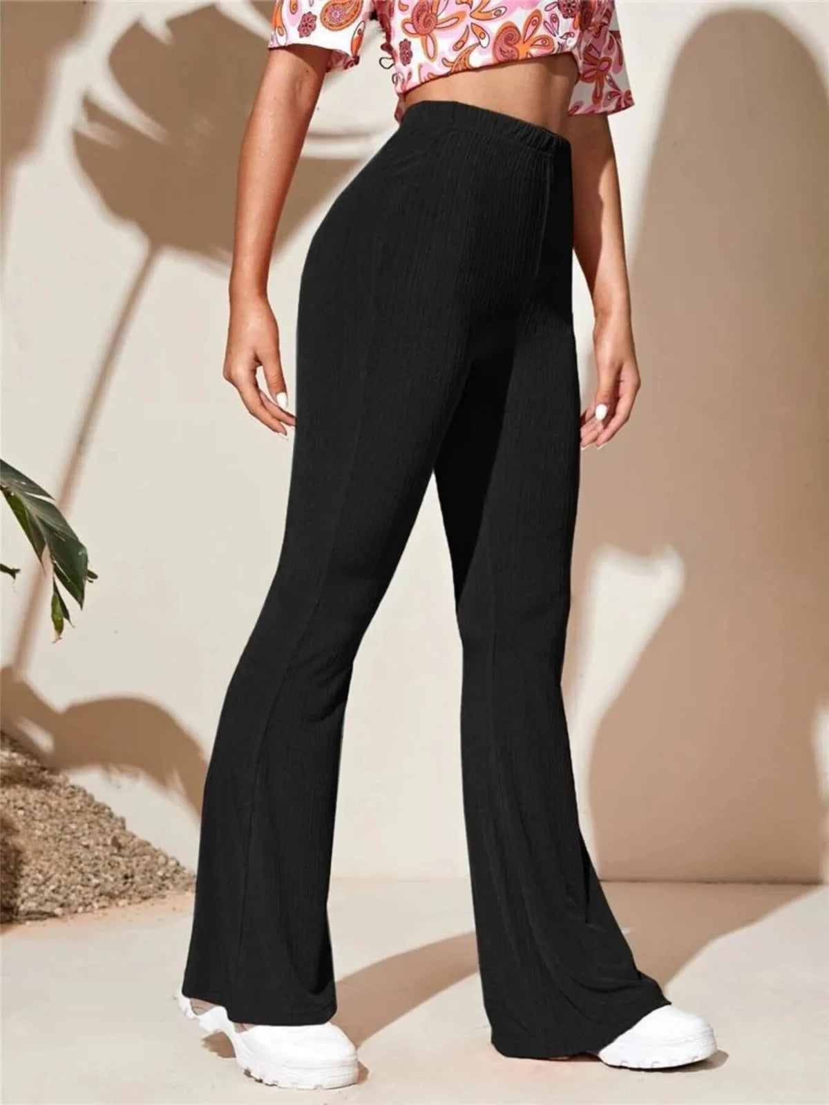 High - Waist Flare Pants | CozyFits in Black