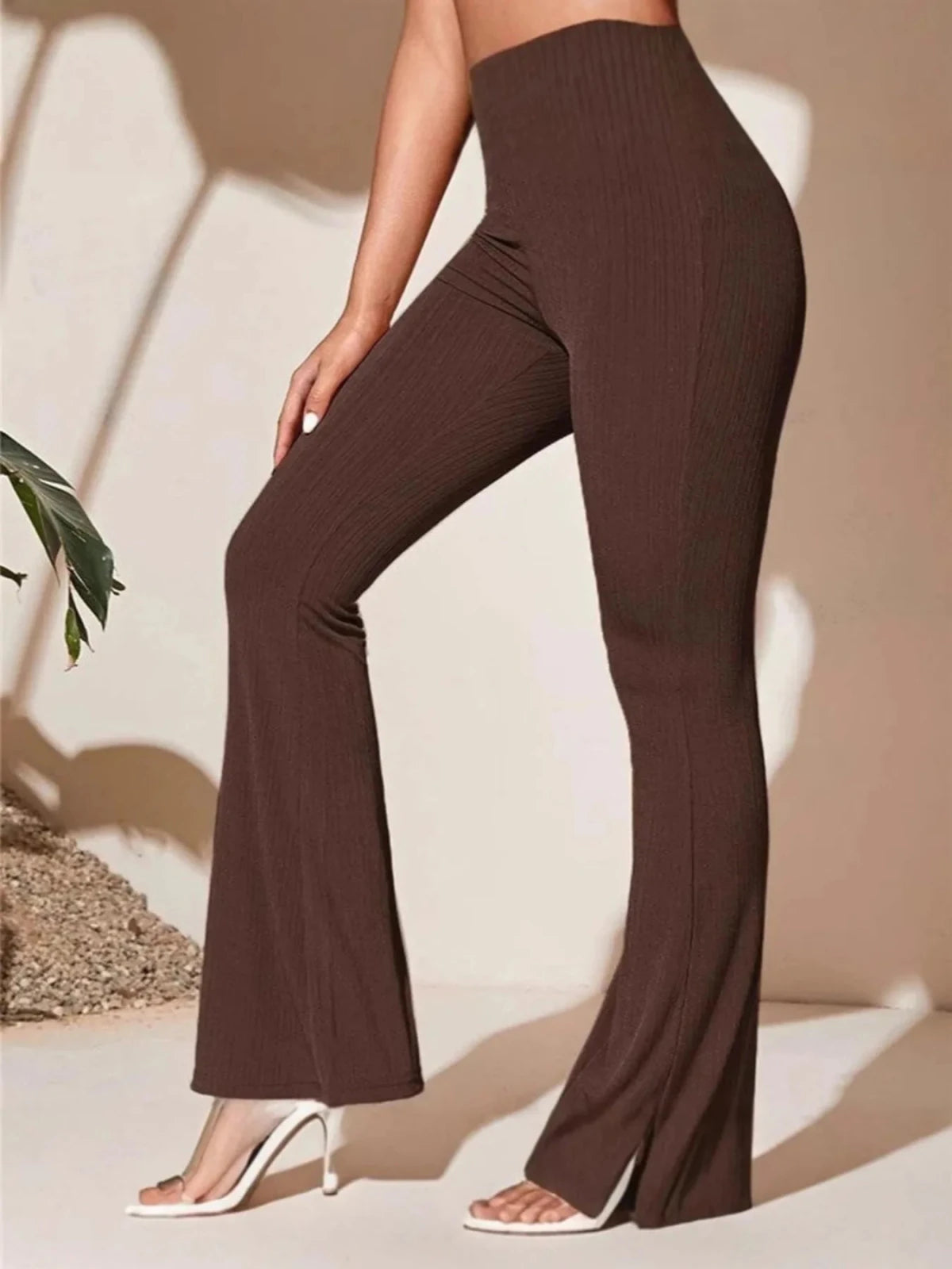 High - Waist Flare Pants | CozyFits in Brown