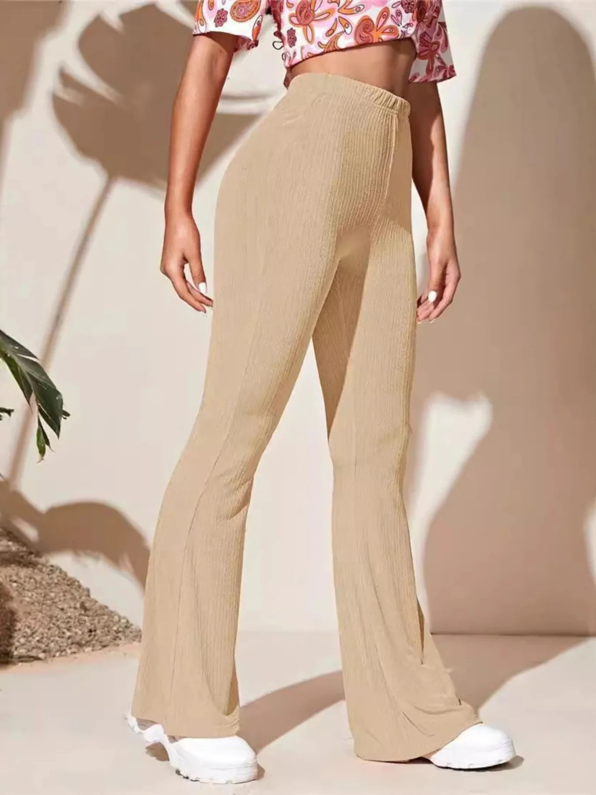 High - Waist Flare Pants | CozyFits in Burgundy