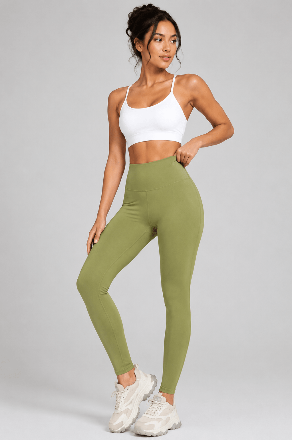 High Waist Skinny Active Pants | CozyFits in Matcha Green