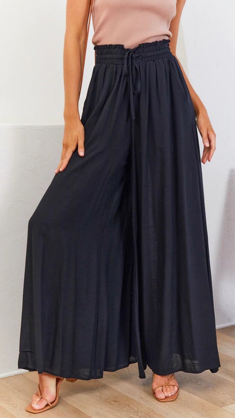 High-Waist Wide-Leg Pants in Black