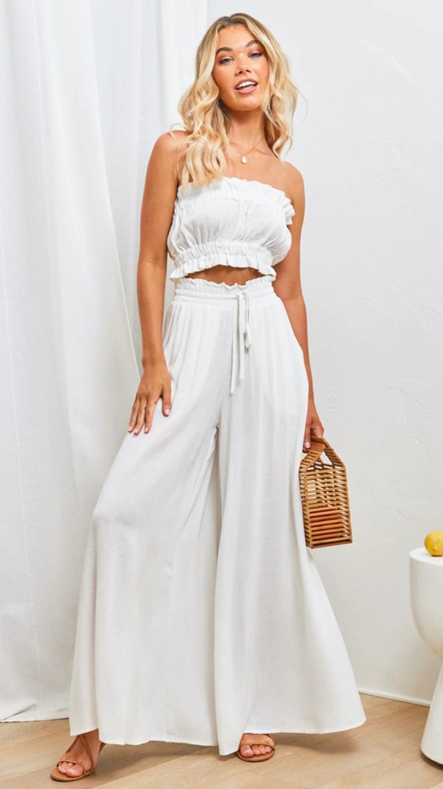 High - Waist Wide - Leg Pants – Effortless Lounge Fit in Apricot