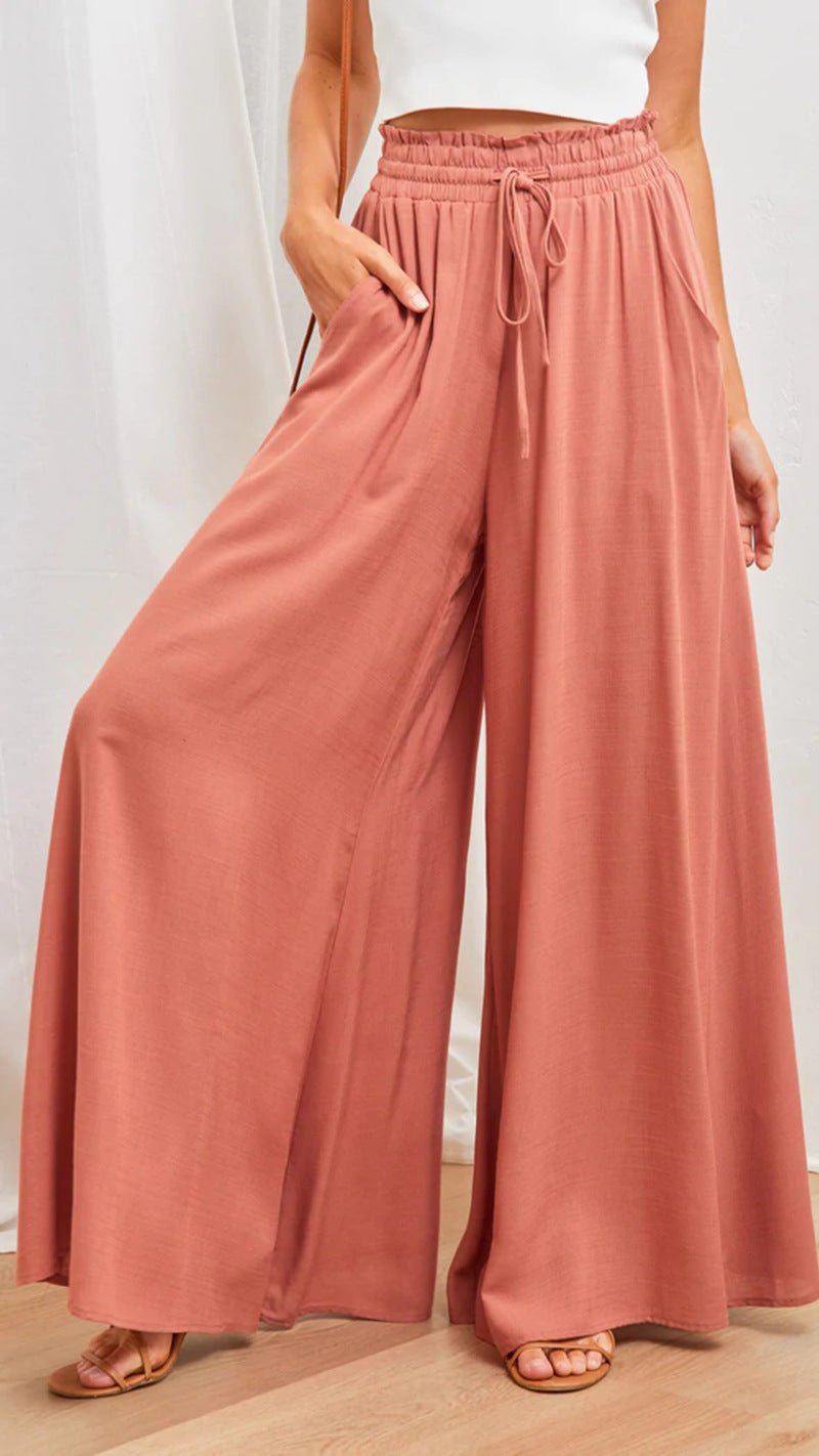 High - Waist Wide - Leg Pants – Effortless Lounge Fit in Apricot
