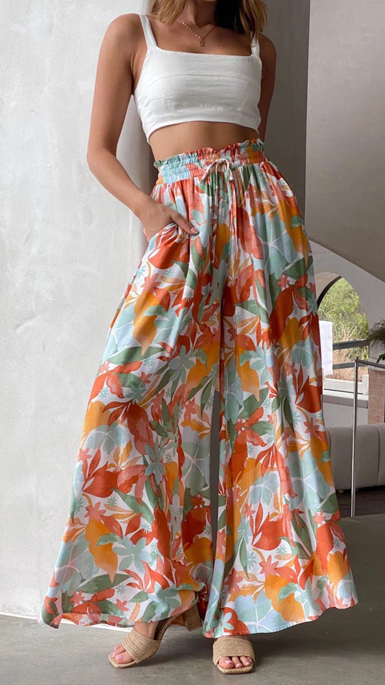 High - Waist Wide - Leg Pants – Effortless Lounge Fit in Apricot