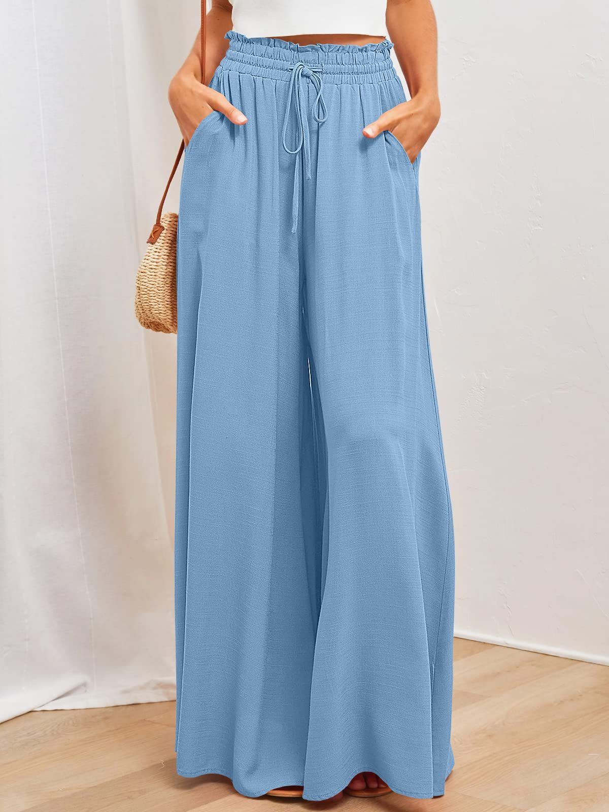 High - Waist Wide - Leg Pants – Effortless Lounge Fit in Apricot