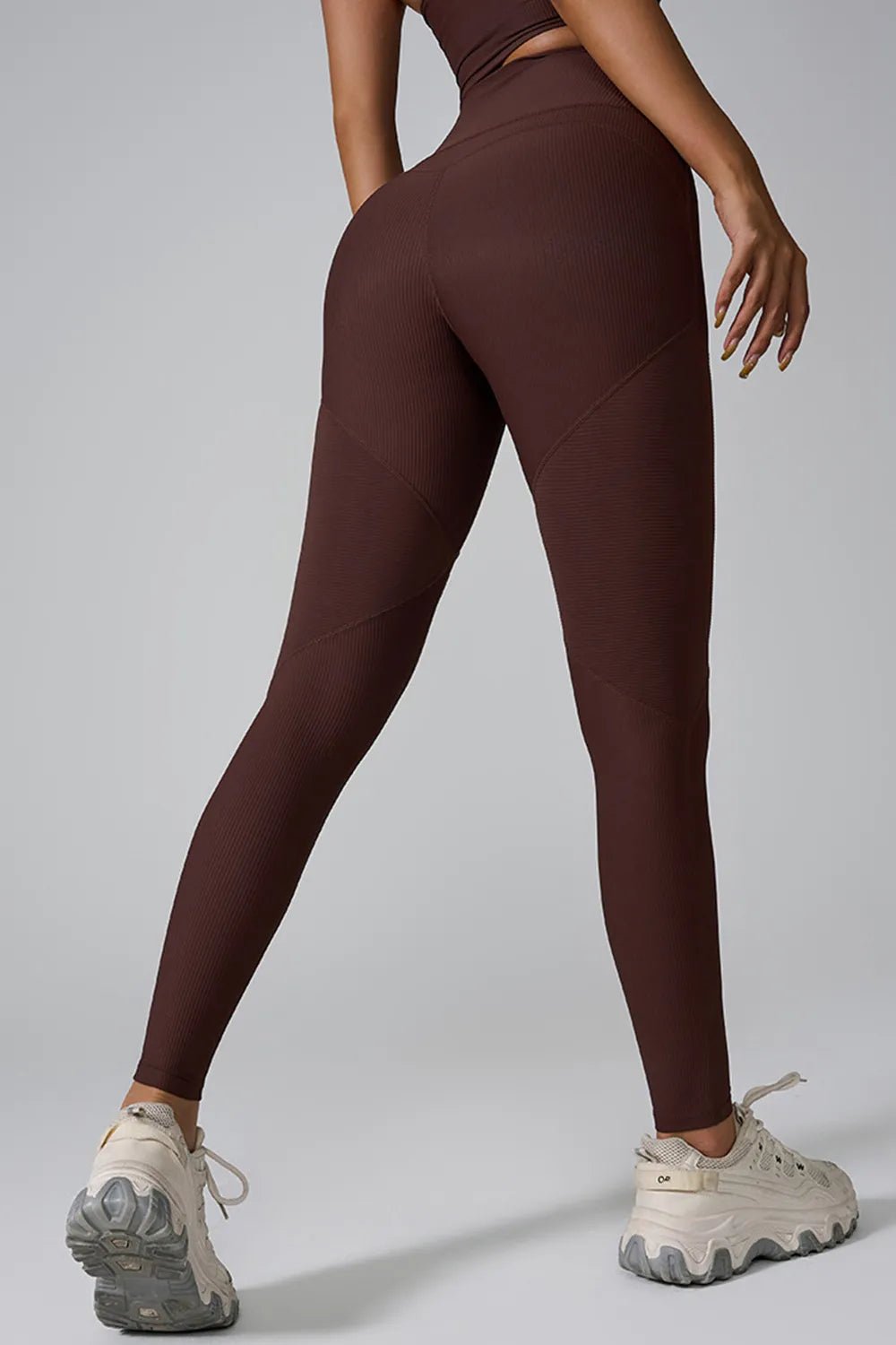 High Waisted Sculpt Leggings – Tummy Control Activewear | CozyFits in Brown