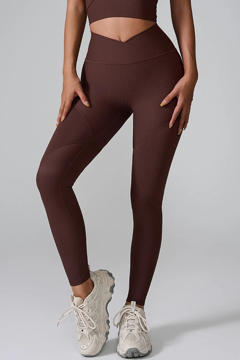 High Waisted Sculpt Leggings – Tummy Control Activewear | CozyFits in Brown