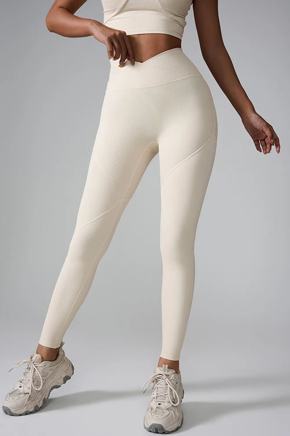 High Waisted Sculpt Leggings – Tummy Control Activewear | CozyFits in Ivory
