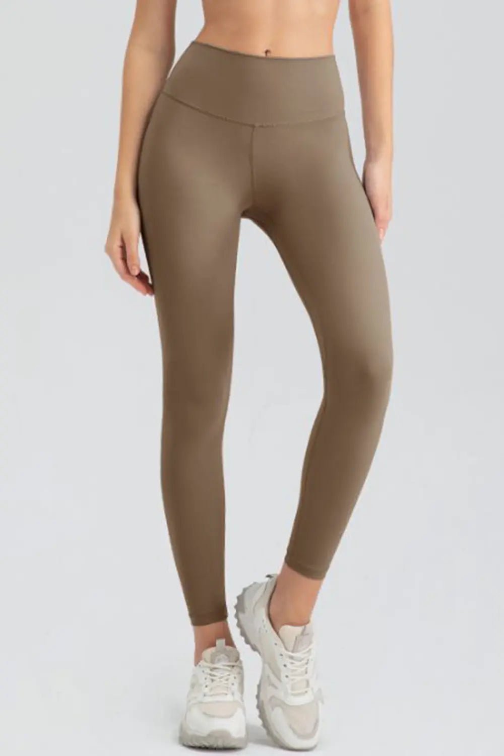 High Waisted Sculpting Active Leggings – Slim Fit Workout Pants | CozyFits in Khaki