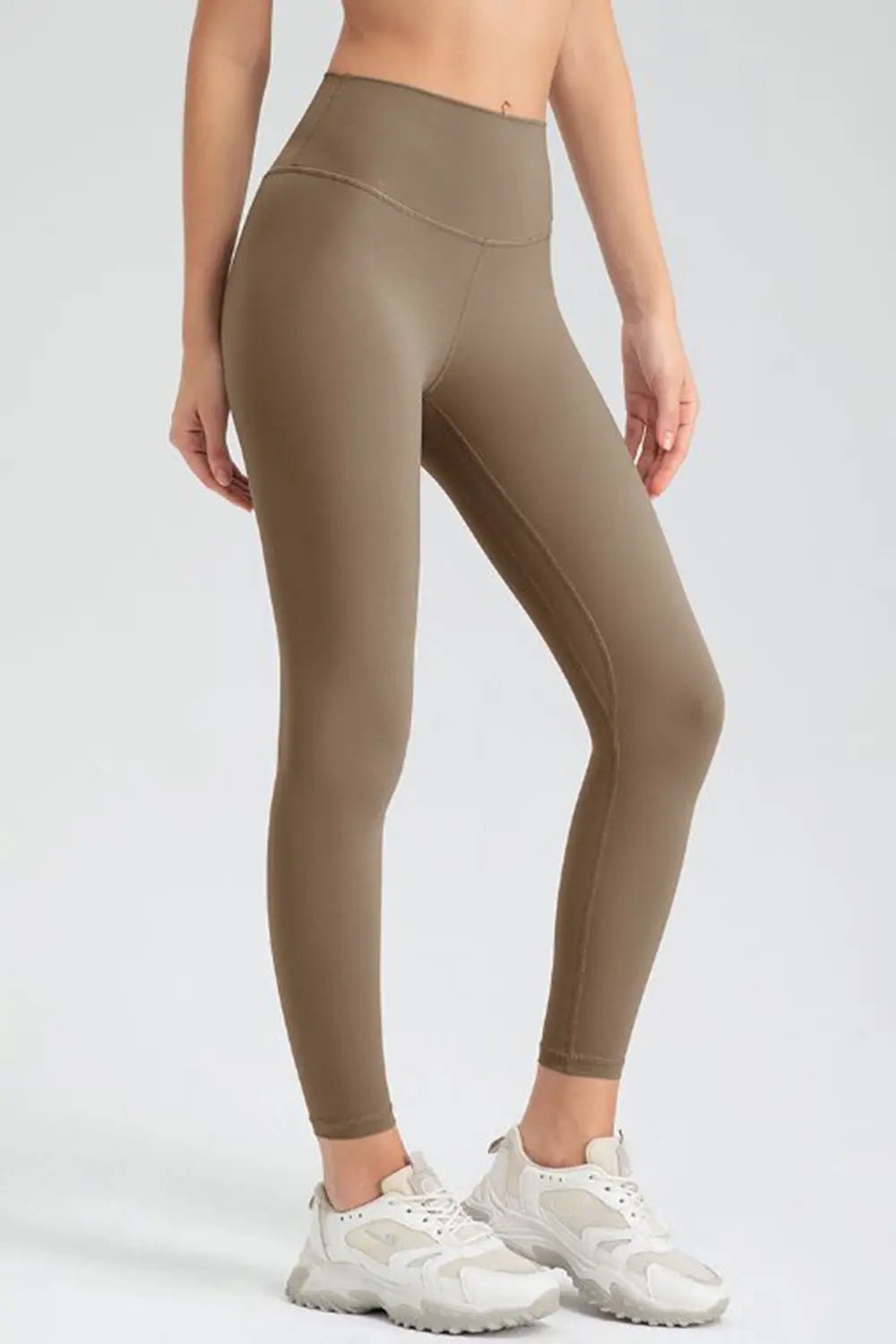 High Waisted Sculpting Active Leggings – Slim Fit Workout Pants | CozyFits in Khaki