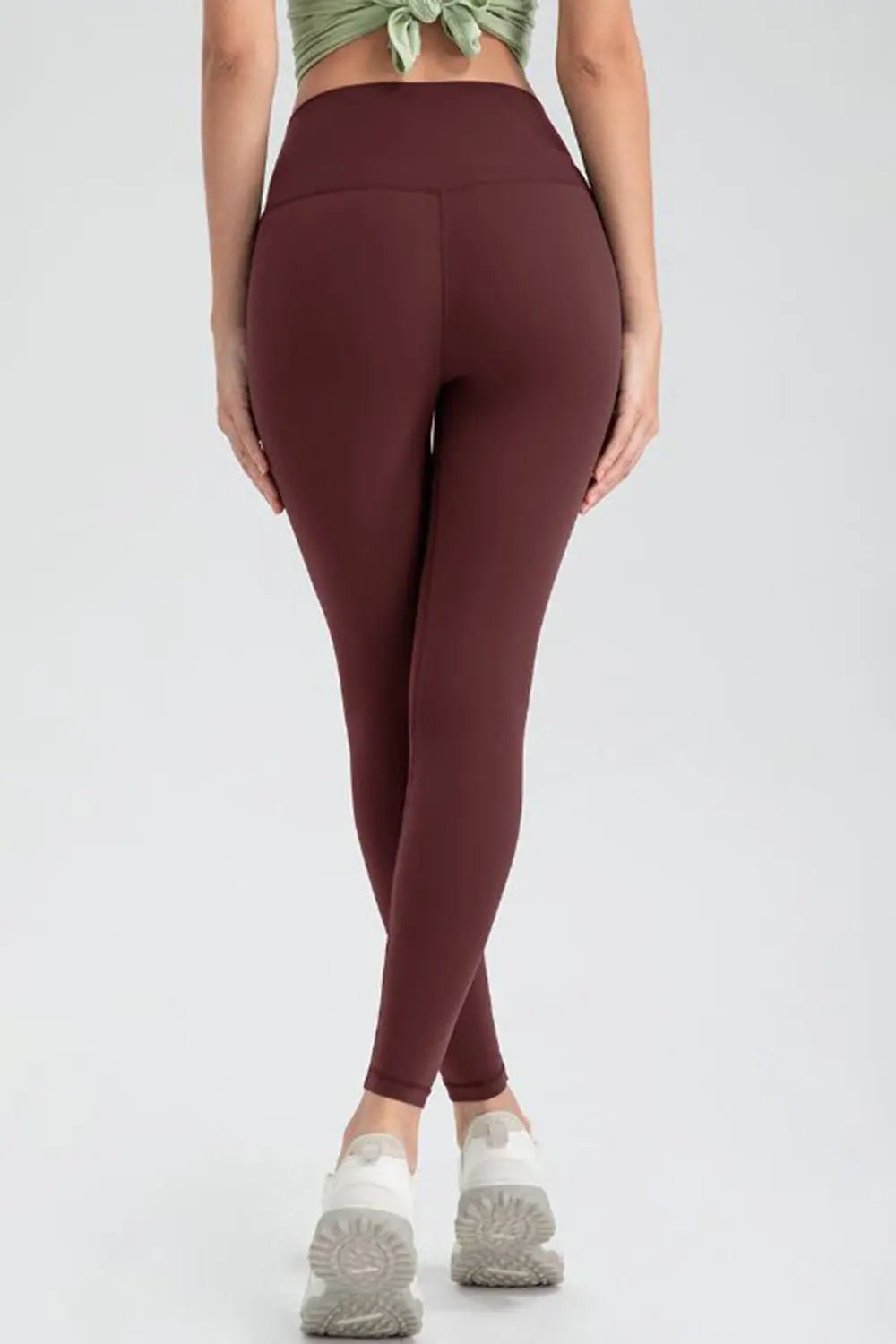 High Waisted Sculpting Active Leggings – Slim Fit Workout Pants | CozyFits in Wine