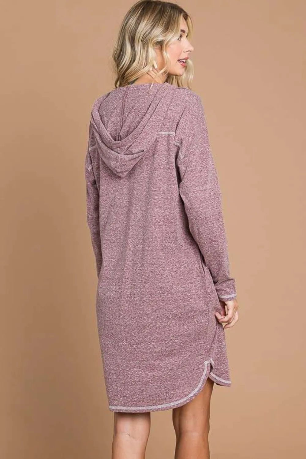 Hooded Long Sleeve Sweater Dress | CozyFits in Merlot