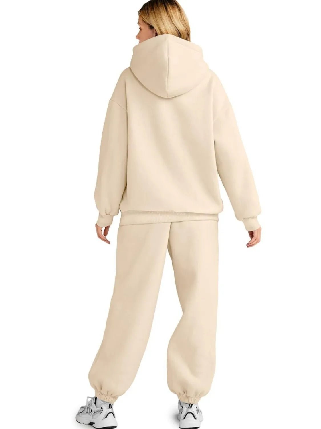 Kangaroo Pocket Hoodie and Joggers Set | CozyFits in Apricot