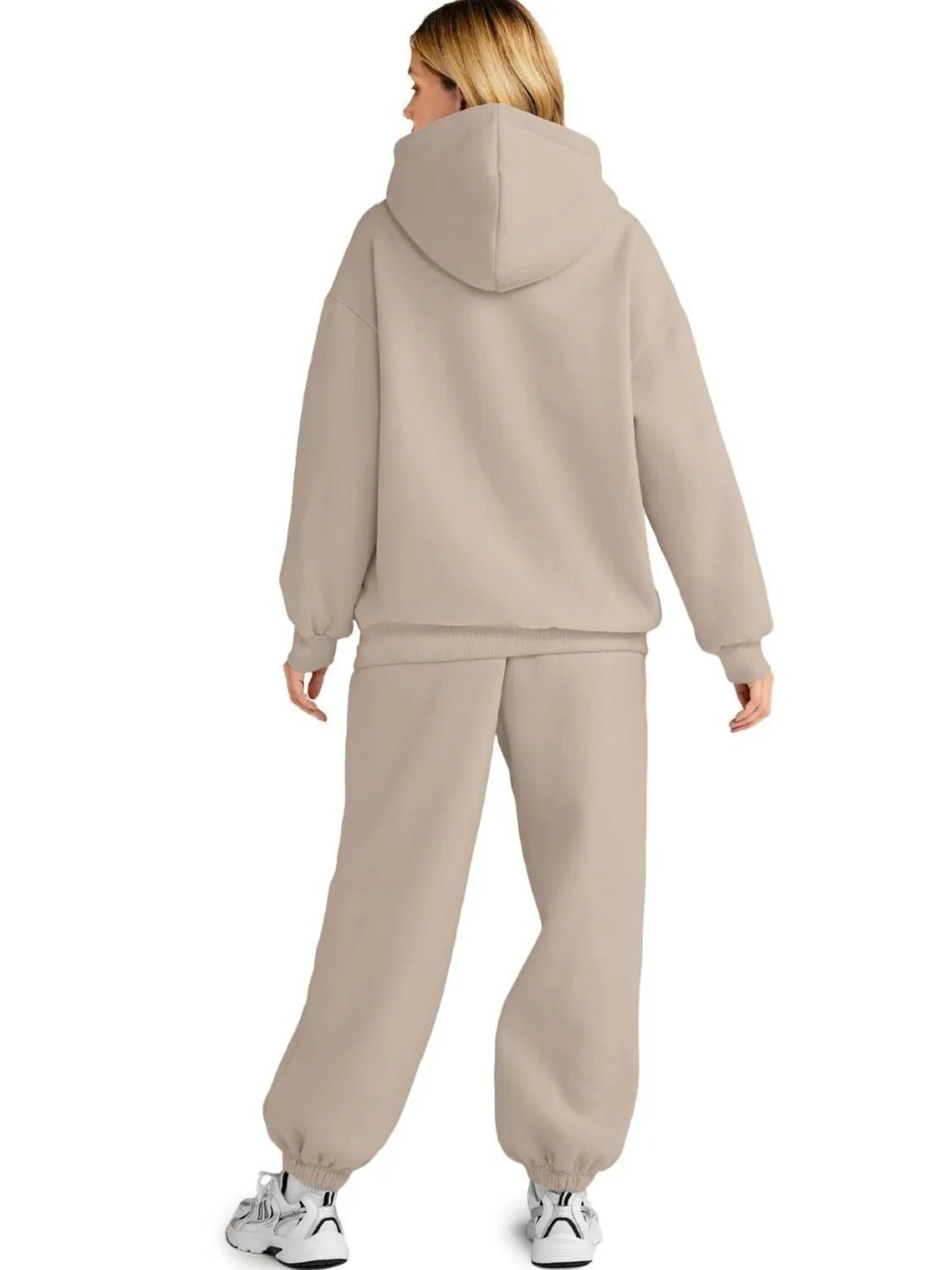 Kangaroo Pocket Hoodie and Joggers Set | CozyFits in Khaki