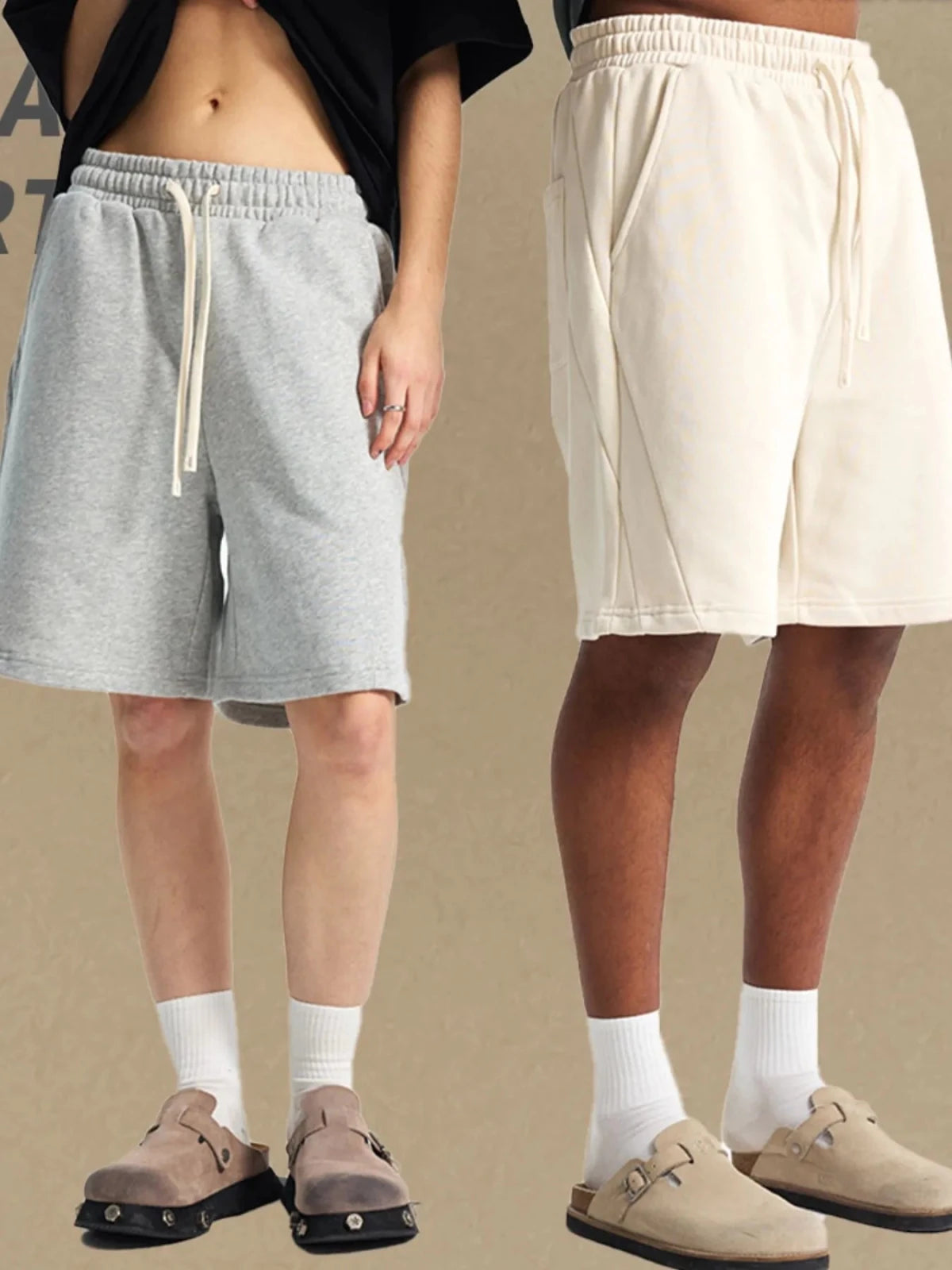 Men's Casual Drawstring Shorts in Ivory