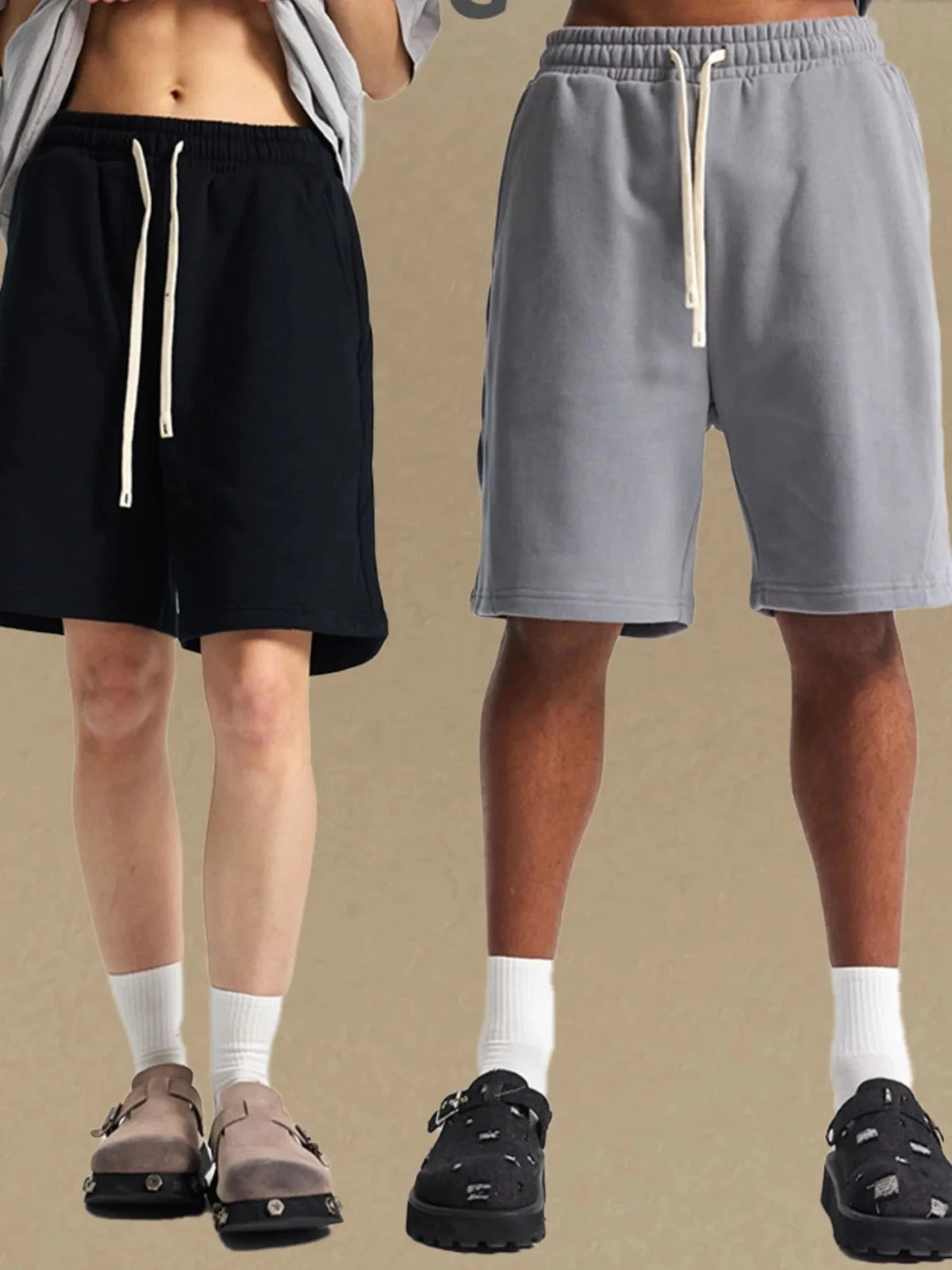 Men's Casual Drawstring Shorts in Ivory