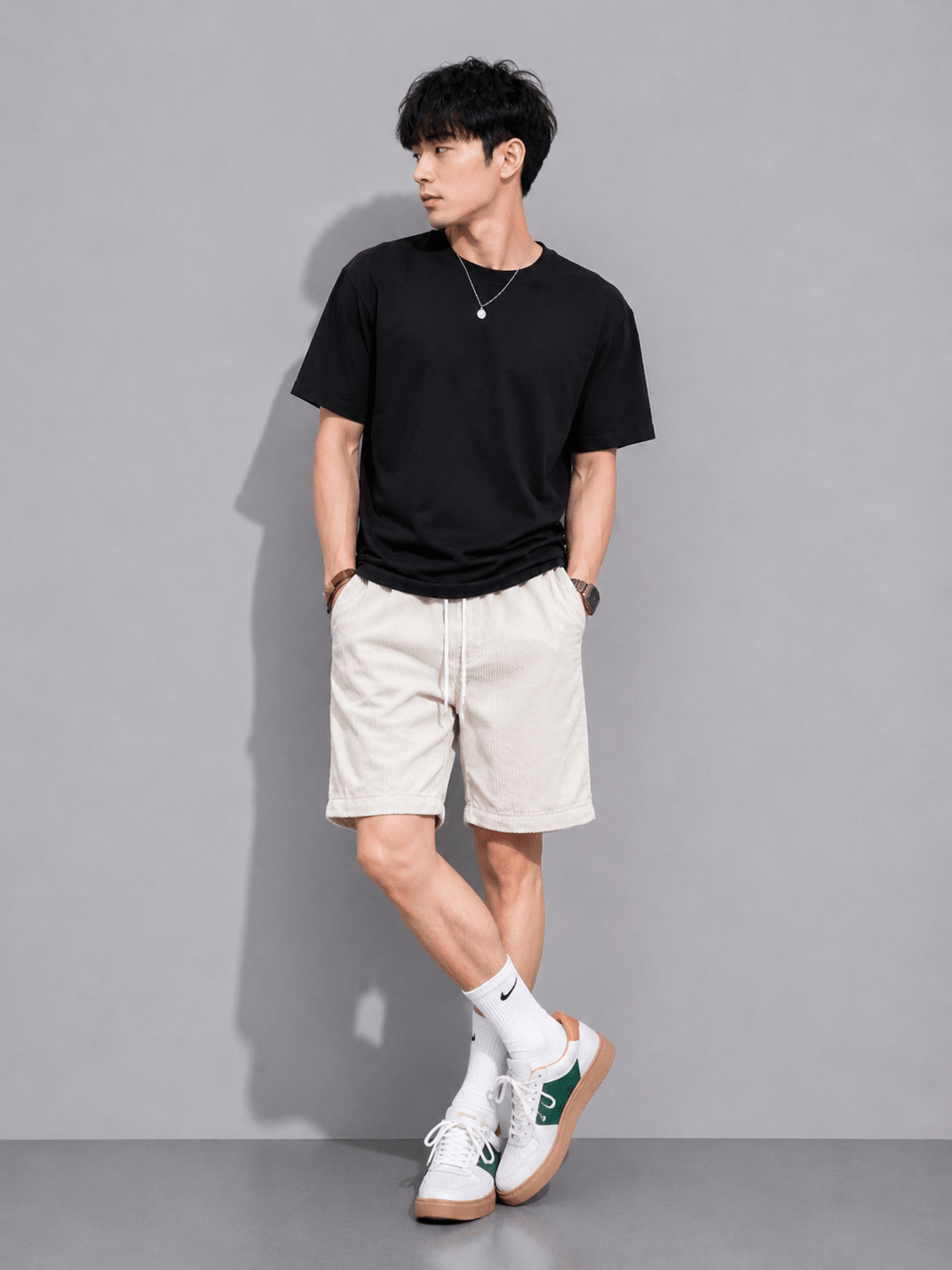 Men’s Corduroy Drawstring Shorts | CozyFits in Black