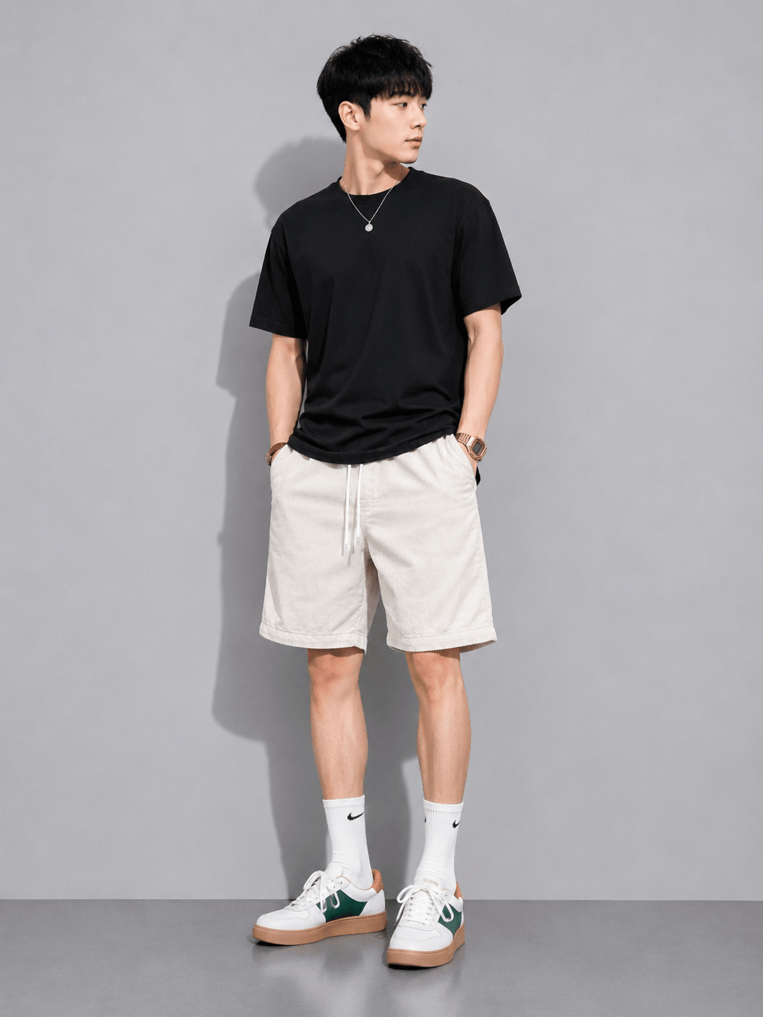 Men’s Corduroy Drawstring Shorts | CozyFits in Black