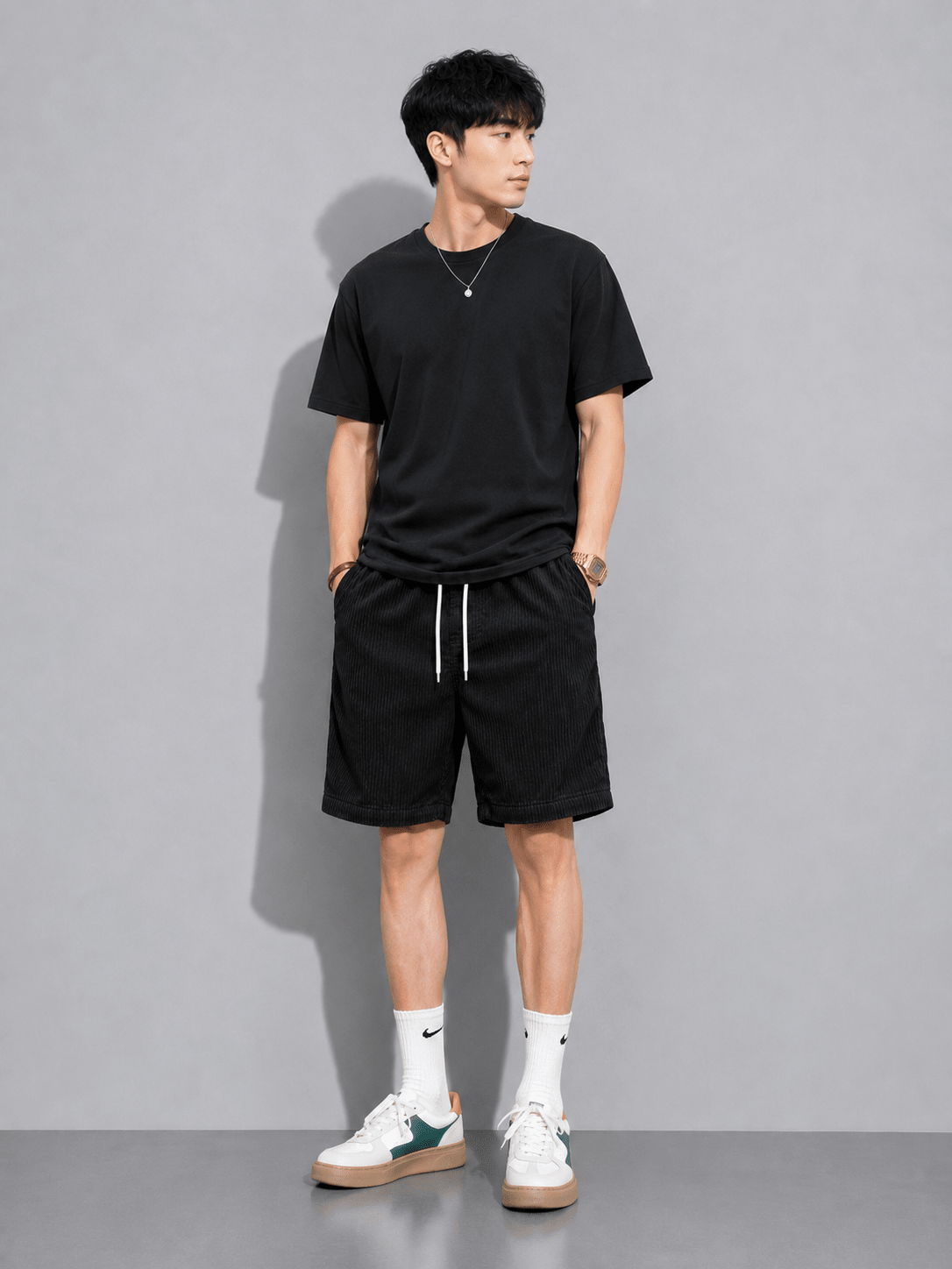 Men’s Corduroy Drawstring Shorts | CozyFits in Coffee Brown