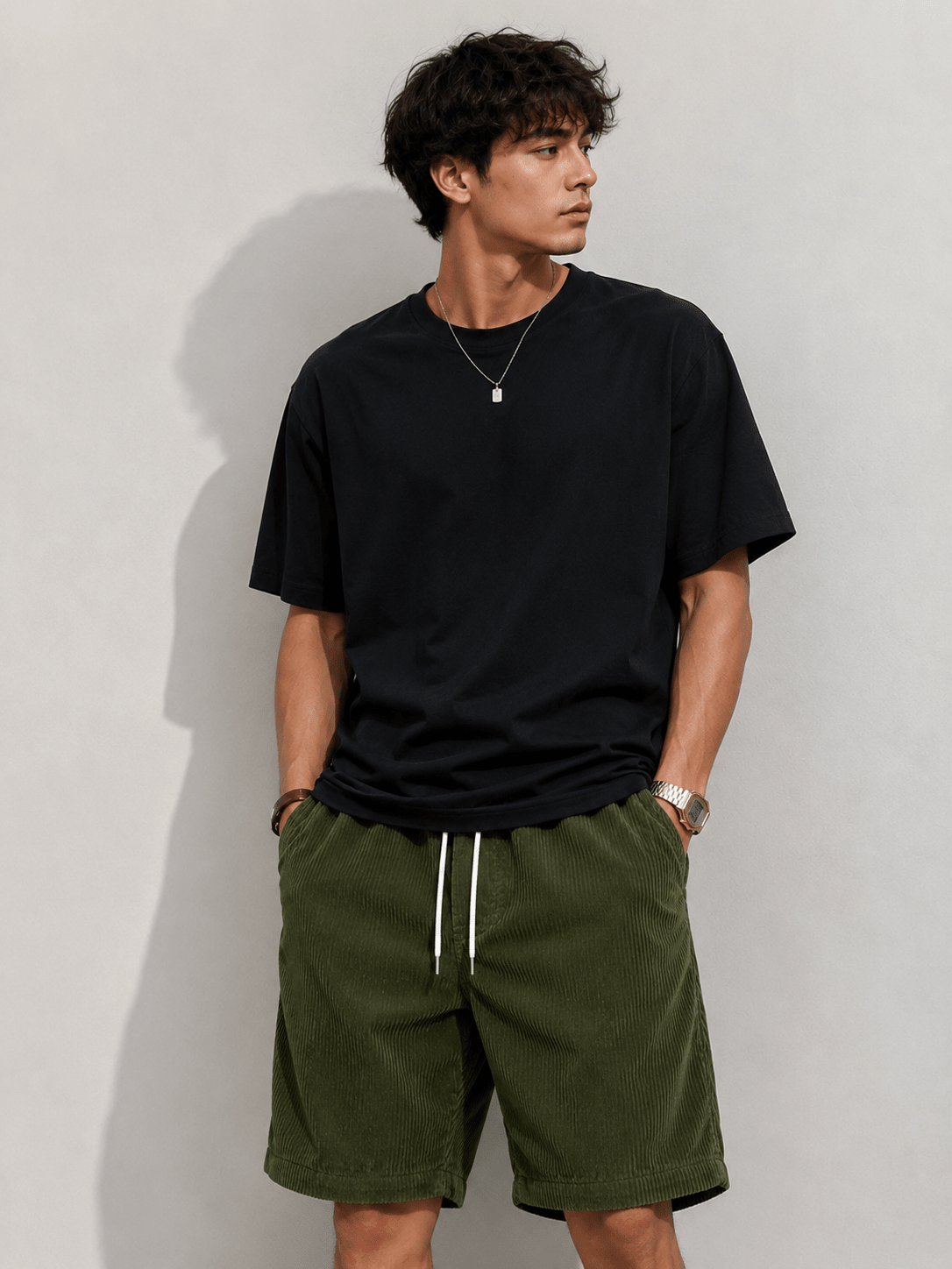 Men’s Corduroy Drawstring Shorts | CozyFits in Coffee Brown